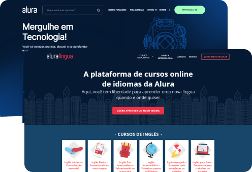 Tela da alura+ e alura lingua